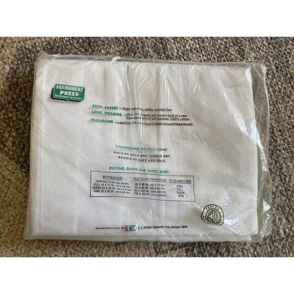 Vintage NOS Kmart White‎ Twin Flat Sheet No-Iron Permanent Press Made In USA. - Picture 2 of 2